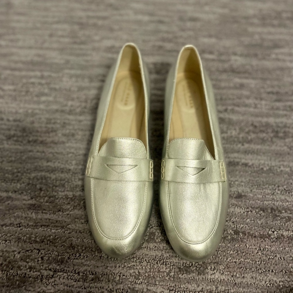 Cole Haan Silver Loafers size 7.5